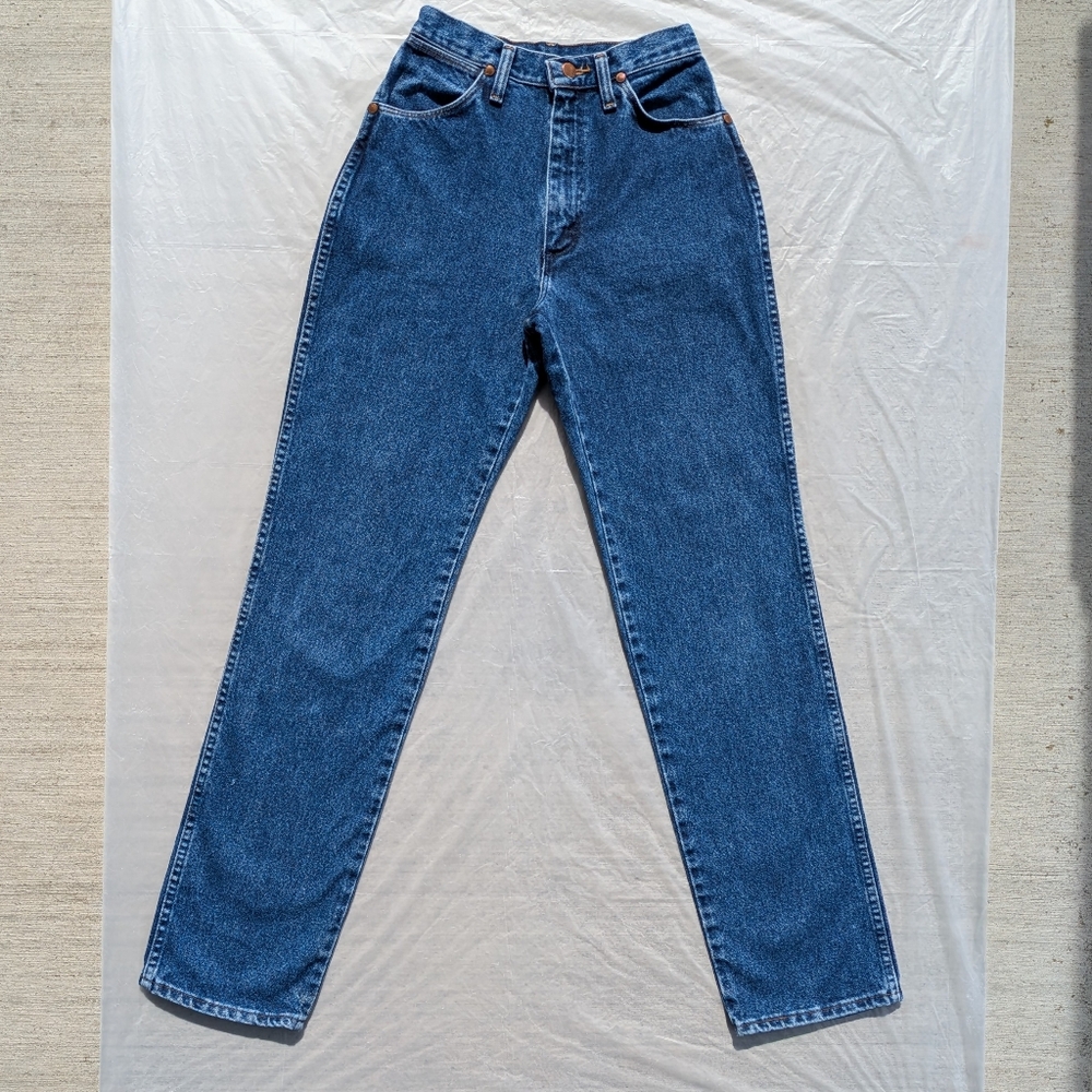 USA Vintage Wrangler Bareback Jeans High Rise Straight Leg Wedgie Western Rodeo - Picture 3 of 17